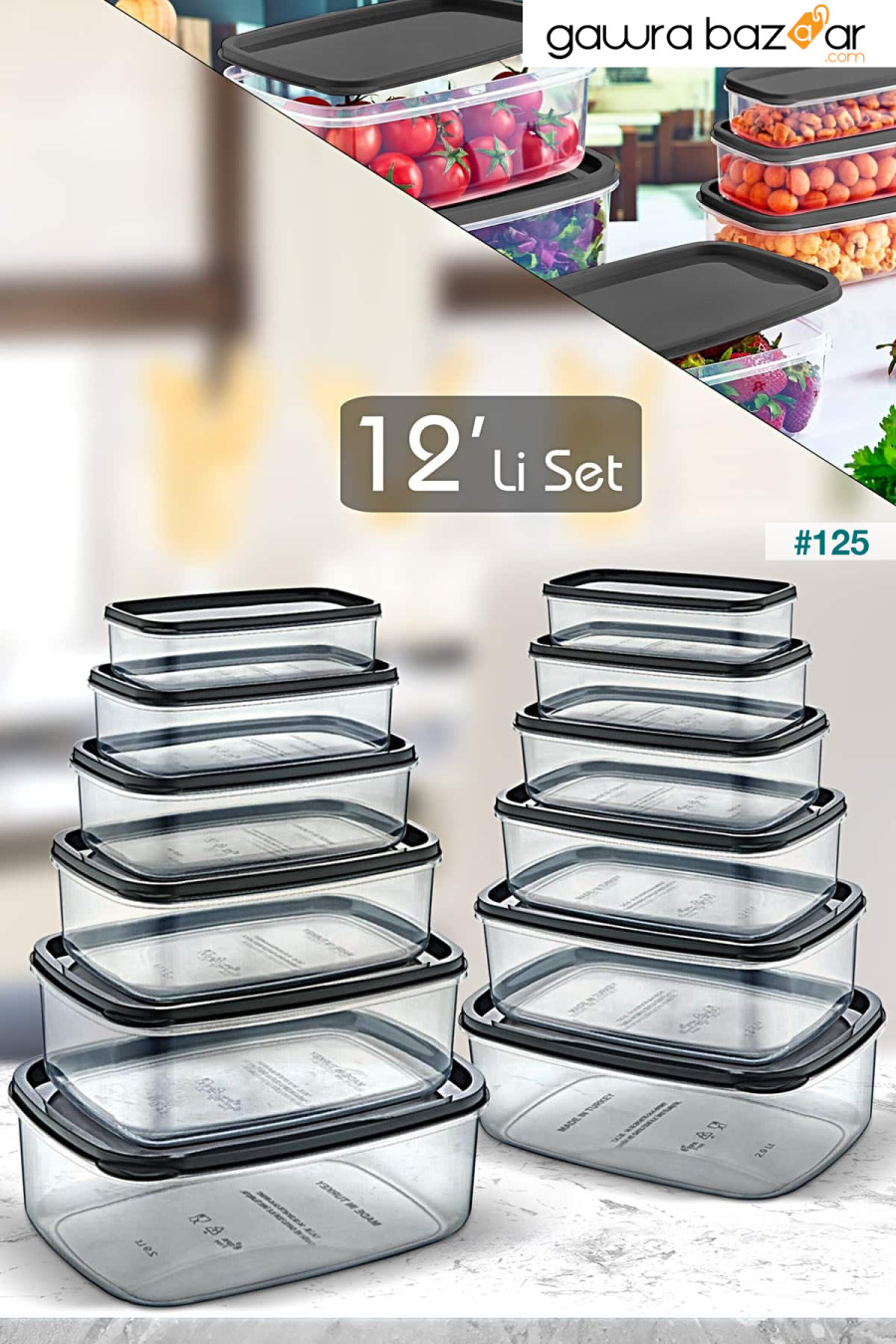 مجموعة من 12 حاوية تخزين مستطيلة الشكل - شفافة Meleni Home 0