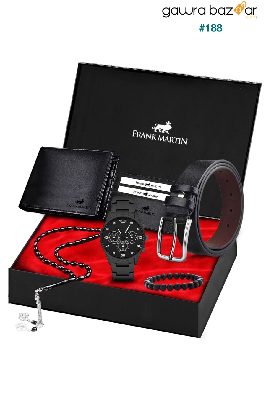 مجموعة هدايا حامل بطاقة الحزام ساعة رجالية من 20-001 Frank Martin 0