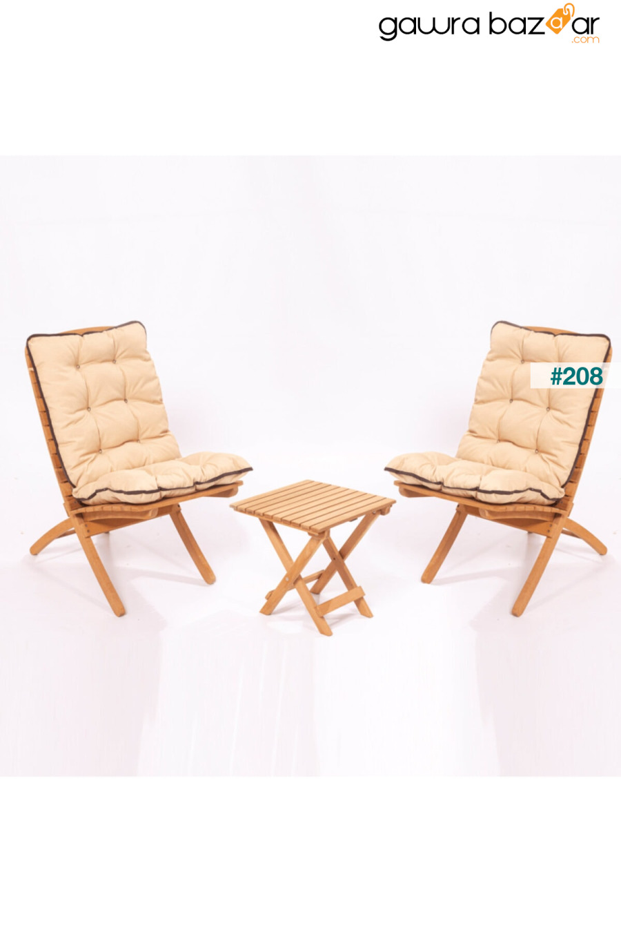 مجموعة كرسي طاولة قابلة للطي 2 + 1 مبطن للحديقة Meya Dekor 0