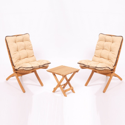 مجموعة كرسي طاولة قابلة للطي 2 + 1 مبطن للحديقة