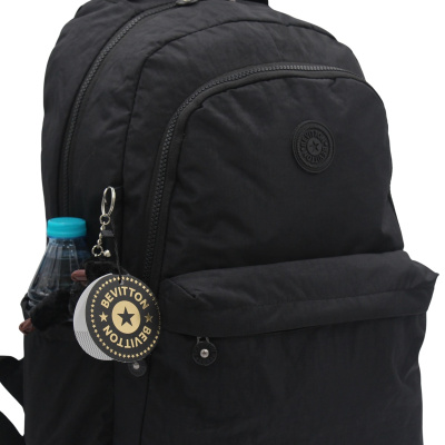 حقيبة ظهر مدرسية سوداء من قماش التجعيد المقاوم للماء للجنسين 2200 أسود