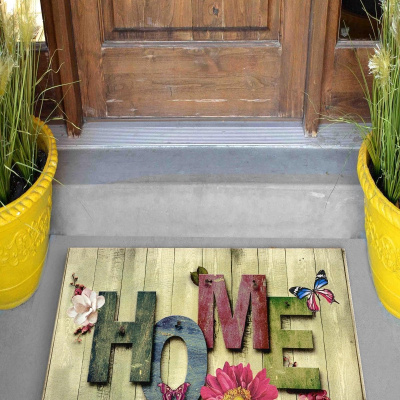 سجادة باب أمامية خشبية ملونة لتزيين المنزل