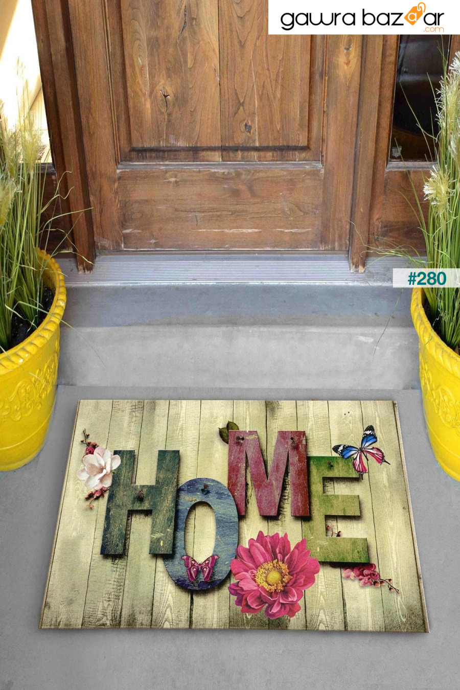 سجادة باب أمامية خشبية ملونة لتزيين المنزل Evsebu 0