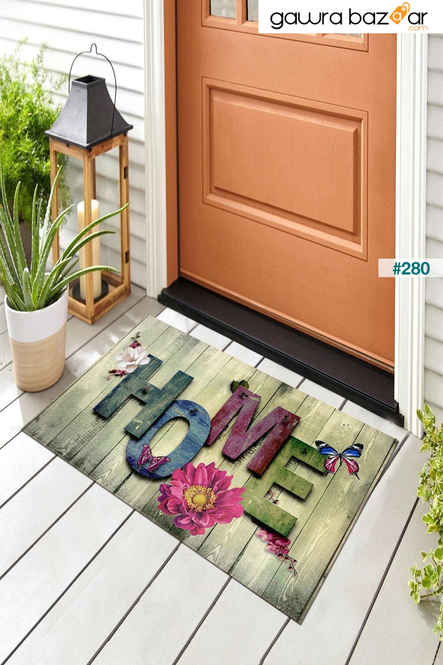 سجادة باب أمامية خشبية ملونة لتزيين المنزل Evsebu 4