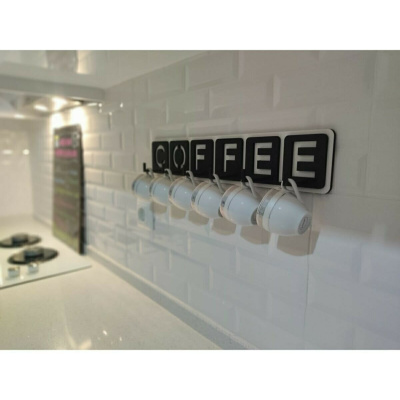 فنجان قهوة مكتوب للمطبخ مع علاقة أكواب 45 سم × 10 سم