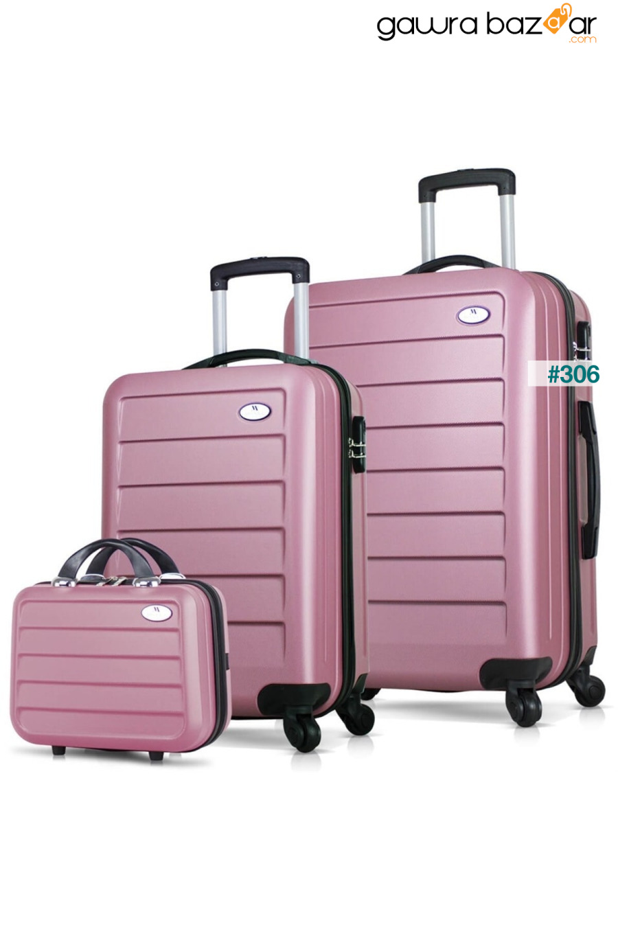 مجموعة حقائب Ruby Abs Cabin متوسطة الحجم ومكياج من 3 قطع باللون الذهبي الوردي My Valice 0