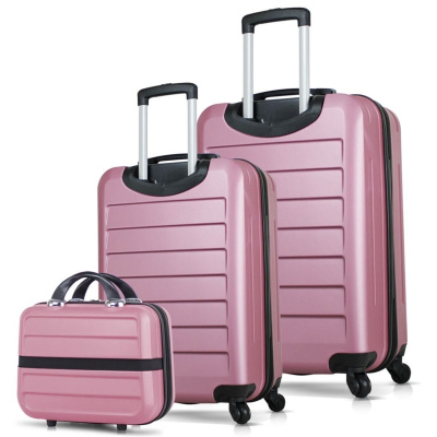 مجموعة حقائب Ruby Abs Cabin متوسطة الحجم ومكياج من 3 قطع باللون الذهبي الوردي
