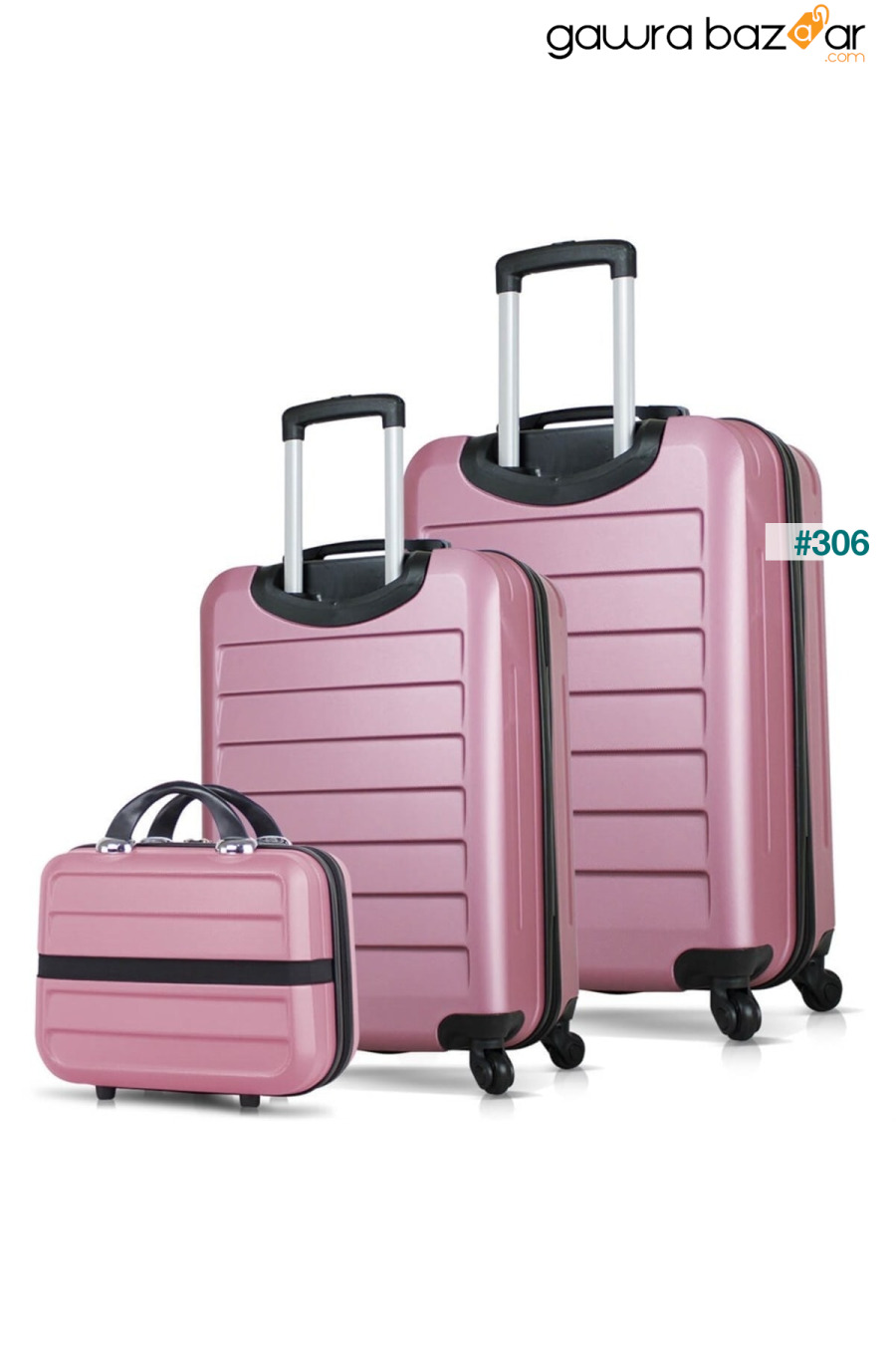 مجموعة حقائب Ruby Abs Cabin متوسطة الحجم ومكياج من 3 قطع باللون الذهبي الوردي My Valice 1