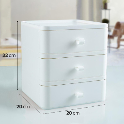 Nivabox 3-Set Jewelry، Makeup and Cosmetic Organizer Drawer، Office Desk Organizer، White