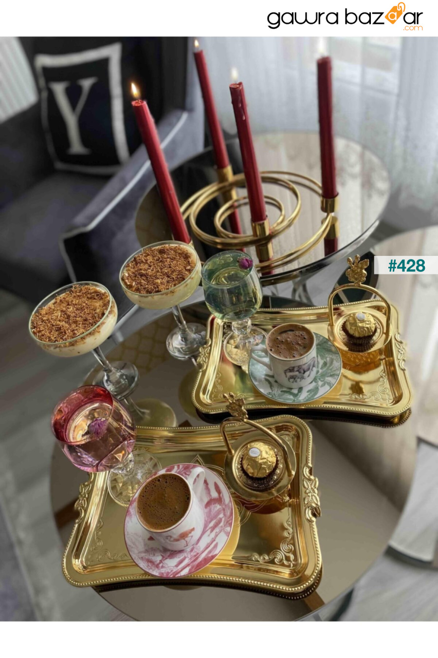 6 قطع قهوة تقدم العريس وصينية الوعد مطلية بالذهب HOMENIVA 4
