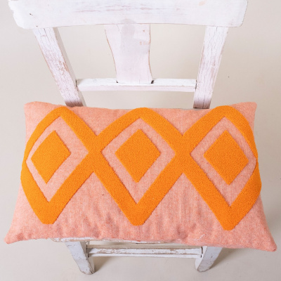غطاء وسادة مطرز بتصميم خاص من قماش قطني برتقالي مقاس 35x55 سم