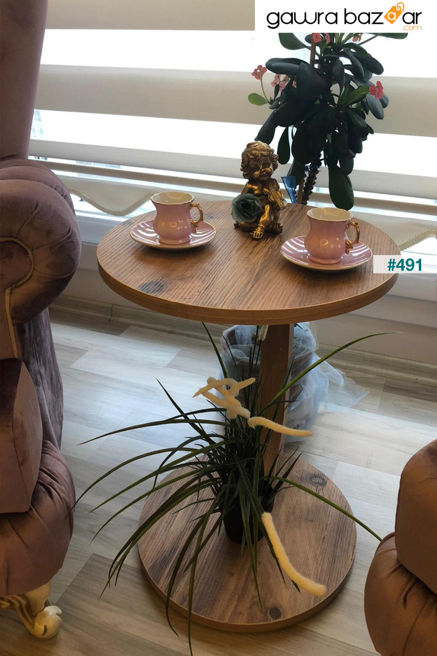 طاولة قهوة C بعجلات وأريكة وطاولة جانبية وطاولة متداخلة وطاولة شاي وقهوة وجوز Morpanya 4
