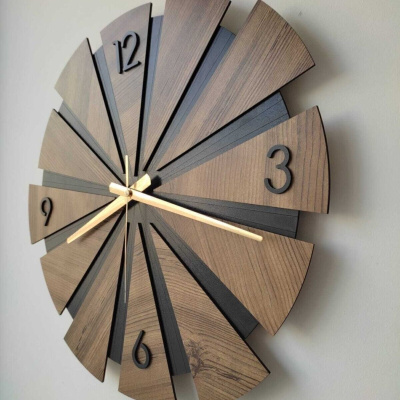 ساعة حائط عضوية بطبقة خشبية مع آلية تدفق صامت 40x40 سم