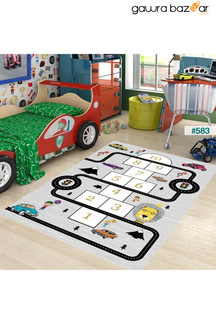 سجادة لعب تعليمية للطرق وحركة المرور للسيارة سجادة رقمية مطبوعة غير قابلة للانزلاق لغرفة الأطفال Gökotta 0