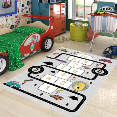 سجادة لعب تعليمية للطرق وحركة المرور للسيارة سجادة رقمية مطبوعة غير قابلة للانزلاق لغرفة الأطفال