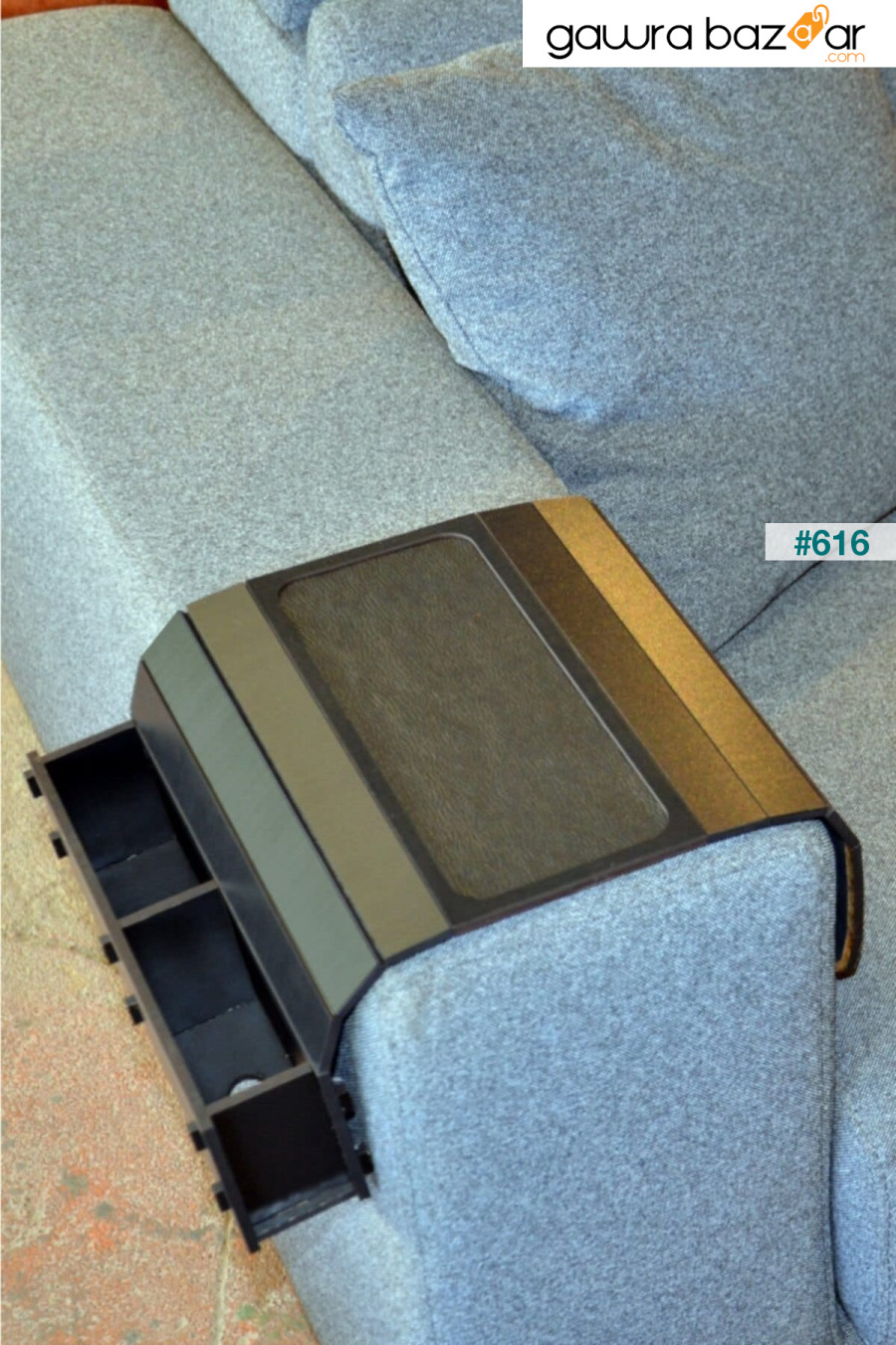 طاولة جانبية للتحكم في مسند الرأس قابلة للطي خشبية سوداء مع خزان ARKITEKT EX 5