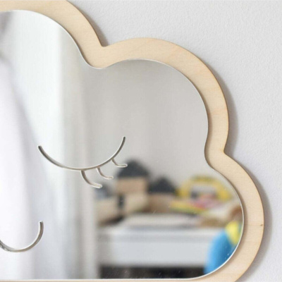 مرآة سحابة لتزيين غرفة الأطفال ، مرآة آمنة غير قابلة للكسر