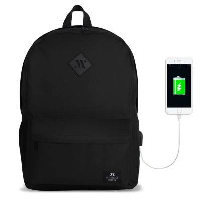 حقيبة ظهر ذكية للكمبيوتر المحمول من Specta مزودة بمدخل شحن USB أسود