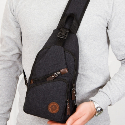 للجنسين قماش USB سماعة خارج عبر حزام الخصر حقيبة الكتف الصدر Bodybag
