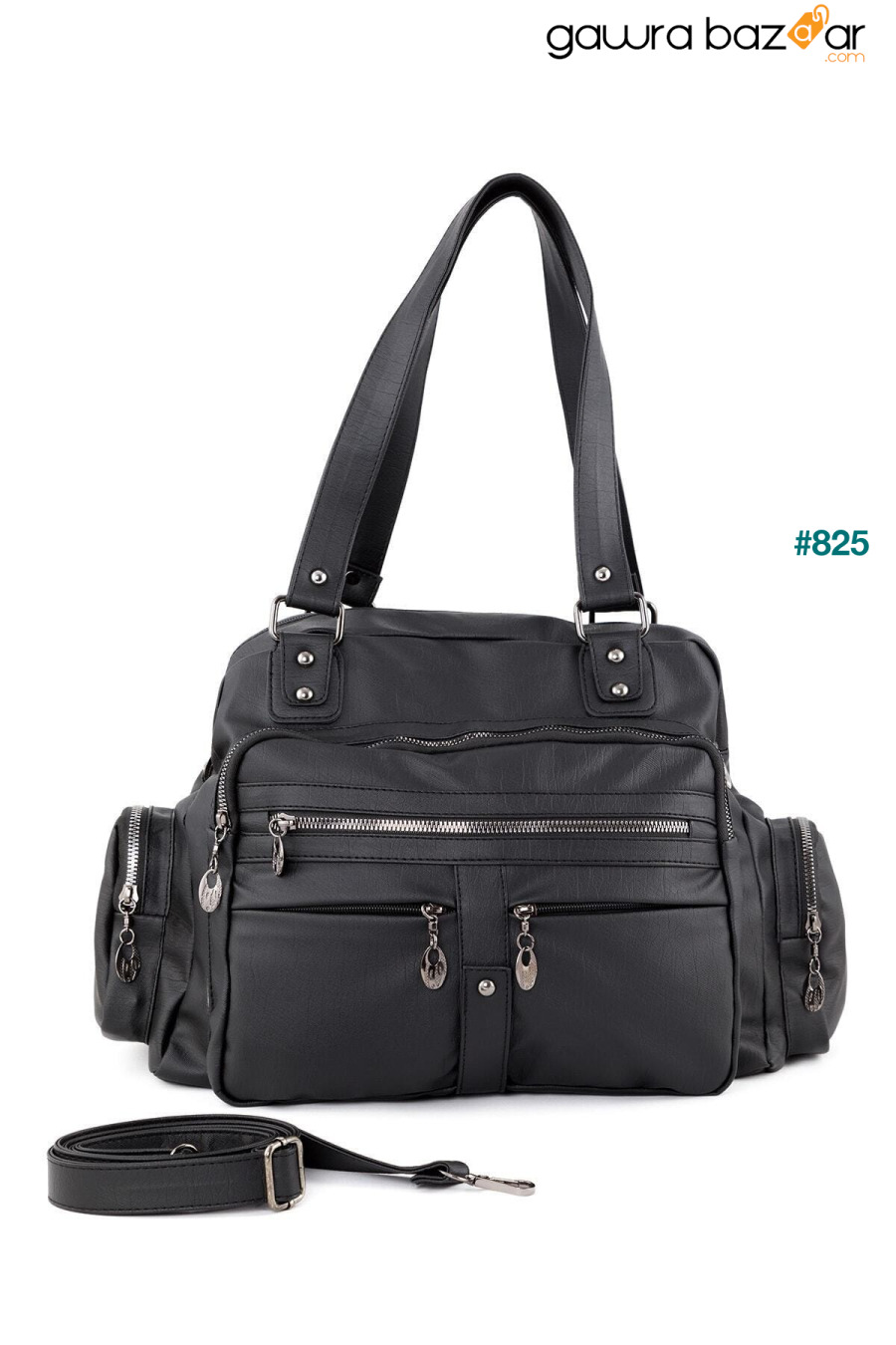 حقيبة كتف وحقيبة يد نسائية جلدية سوداء متعددة المذهلة BAGzy 0