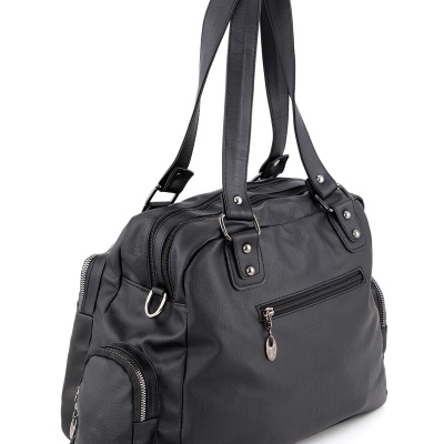 حقيبة كتف وحقيبة يد نسائية جلدية سوداء متعددة المذهلة