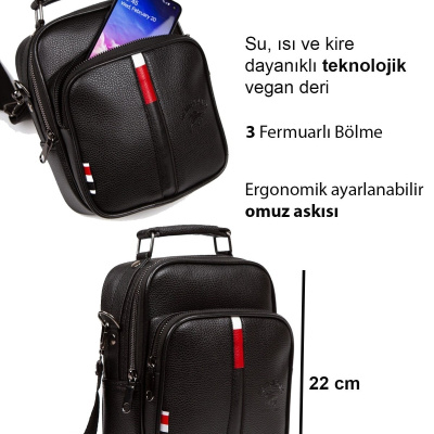 أديلينا حقيبة يد وكتف جلدية سوداء وحقيبة بطاقة آلية Adl-tmy2845