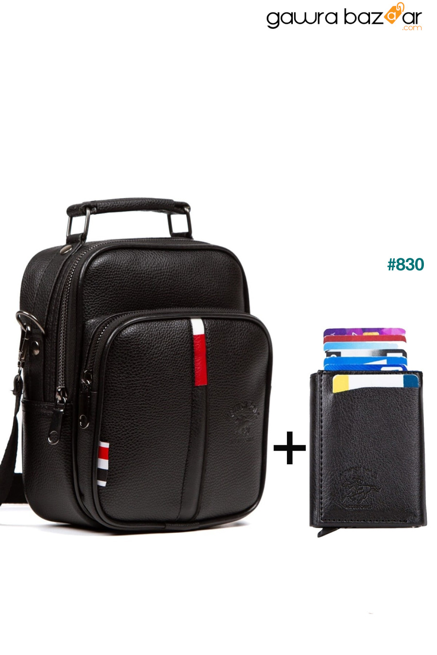 أديلينا حقيبة يد وكتف جلدية سوداء وحقيبة بطاقة آلية Adl-tmy2845 Newish Polo 0