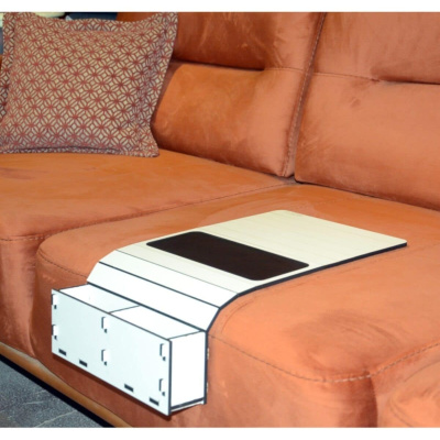 طاولة جانبية خشبية قابلة للطي ومحمولة للتحكم في مسند الرأس مع خزان