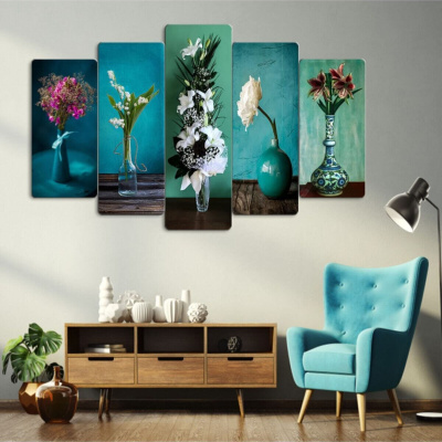 مجموعة لوحات جدارية خشبية بنقشة الزهور -5mdf-776