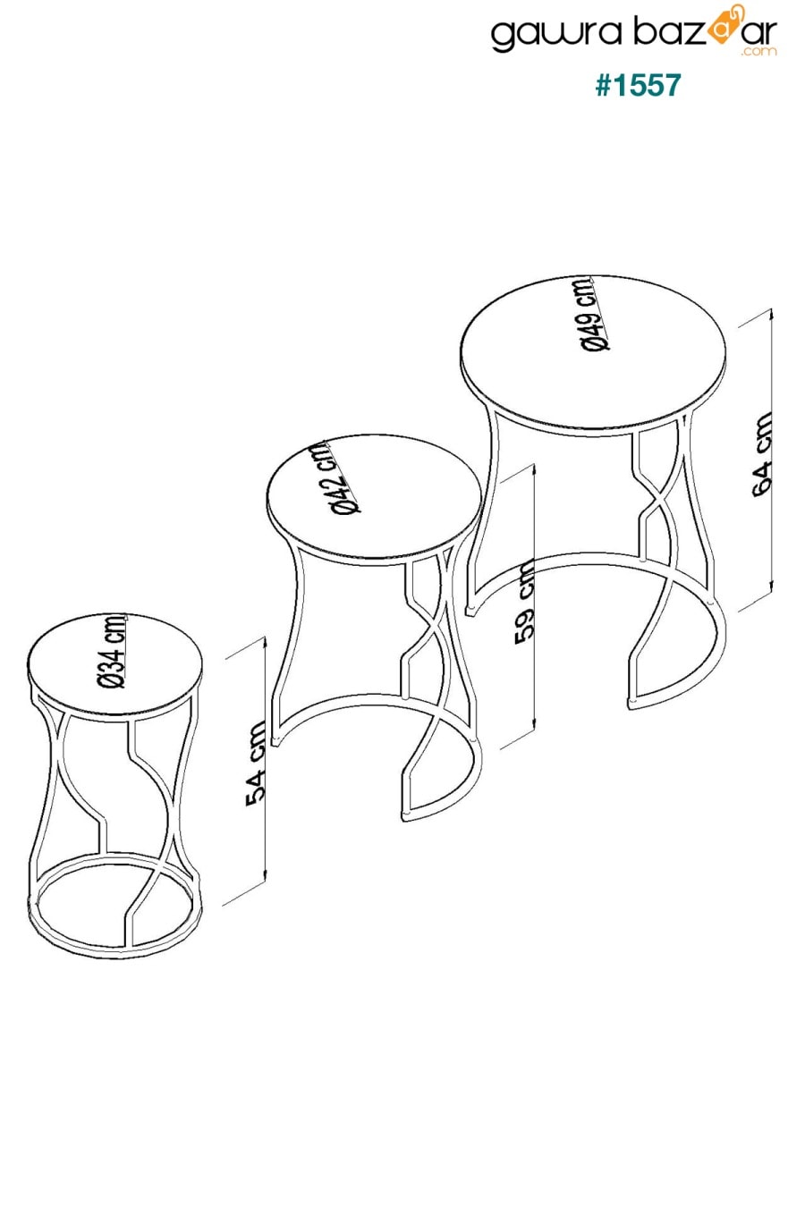 دريم 3 طاولة متداخلة ذهبية أرجل - مرآة برونزية Puklife 2
