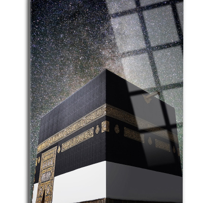 الكعبة المشرفة على زجاج الكعبة - رسم ديني - رسم إسلامي