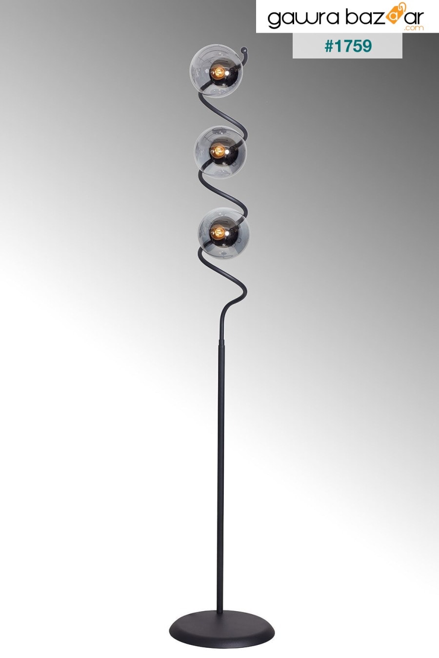 مصباح أرضي من نورا باللون الأسود بتصميم زجاجي مدخن بتصميم فاخر لإضاءة أرضية Luzarana 4
