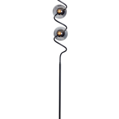 مصباح أرضي من نورا باللون الأسود بتصميم زجاجي مدخن بتصميم فاخر لإضاءة أرضية