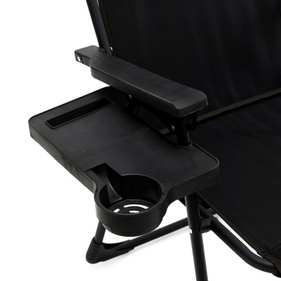 2 قطعة كرسي التخييم كرسي رحلات قابل للطي مع حامل أكواب مستطيل أسود