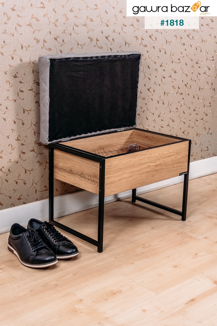 صندوق خشبي معدني نفخة مقعد مقعد رف أحذية حذاء فرشاة طلاء صندوق خزانة Mudesa 1