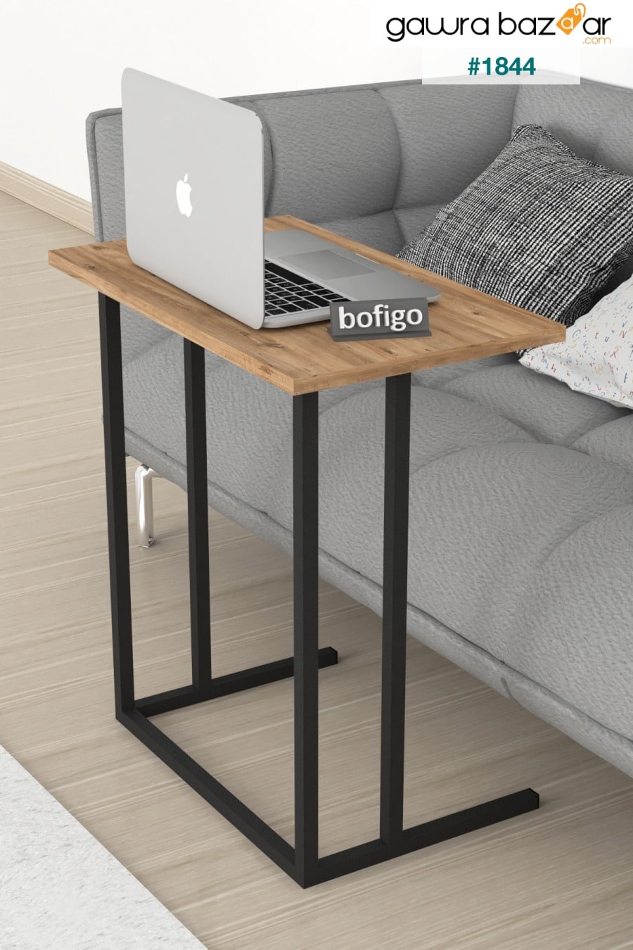 طاولة طعام للكمبيوتر المحمول ذات أرجل معدنية ، طاولة دراسة ، من خشب الصنوبر Bofigo 0