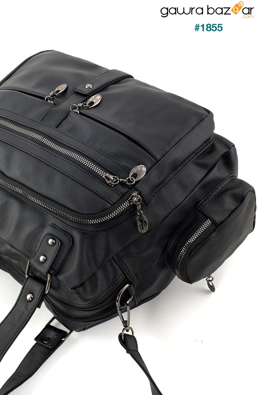 Frappe Bag للسيدات حقيبة كتف متعددة الأقسام من الجلد باللون الأسود - مع جيب مخفي في المقصورة الرئيسية Smurne 2