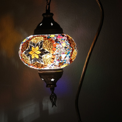 مصباح الفسيفساء العتيق الأصيل ، الإنارات التركية القديمة ، المصباح الزجاجي الملون ، فن الزجاج