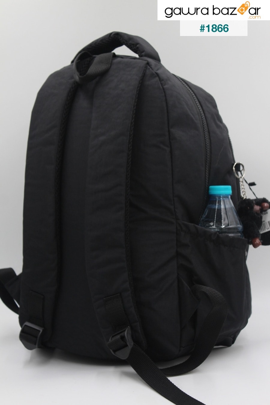 حقيبة ظهر مدرسية سوداء من قماش التجعيد المقاوم للماء للجنسين 2200 أسود Bevitton 2