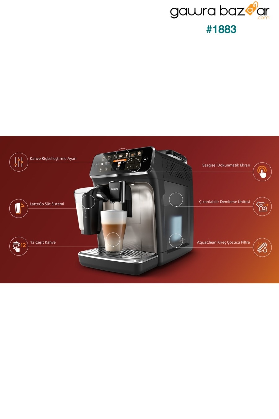 Ep5447 / 90 ماكينة تحضير القهوة والإسبريسو أوتوماتيكية بالكامل Philips 4