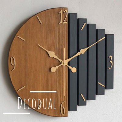 ساعة حائط مصنوعة يدويًا من الخشب الصلب 40x40 سم من الجوز والأنثراسايت