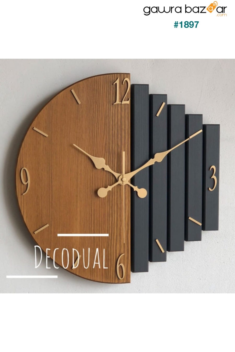 ساعة حائط مصنوعة يدويًا من الخشب الصلب 40x40 سم من الجوز والأنثراسايت DECODUAL 0