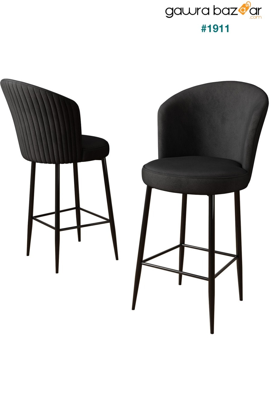 سلسلة Fora ، كرسي جزيرة المطبخ ، قماش Babyface ، كرسي بار أسود ، أرجل معدنية سوداء Canisa Concept 1