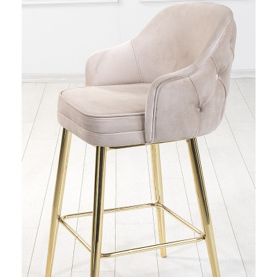 2 قطعة كرسي مطبخ وبار من تيتان أدا - كرسي مرتفع - قماش قابل للإزالة للوجه - أرجل ذهبية