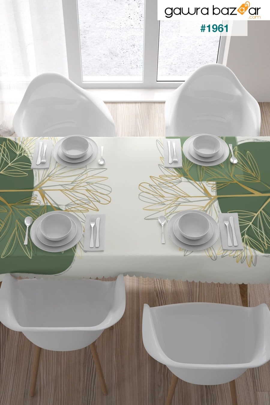 الذهب الأصفر ورقة نقش مفرش المائدة على خلفية بيضاء Ysahome 2
