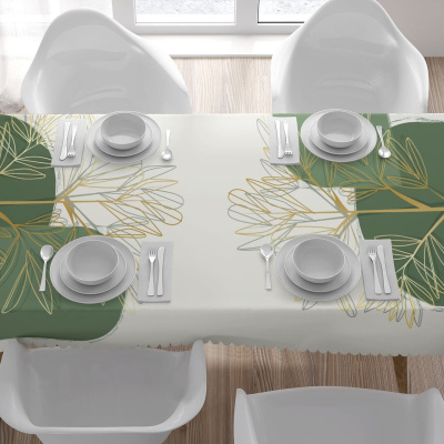 الذهب الأصفر ورقة نقش مفرش المائدة على خلفية بيضاء
