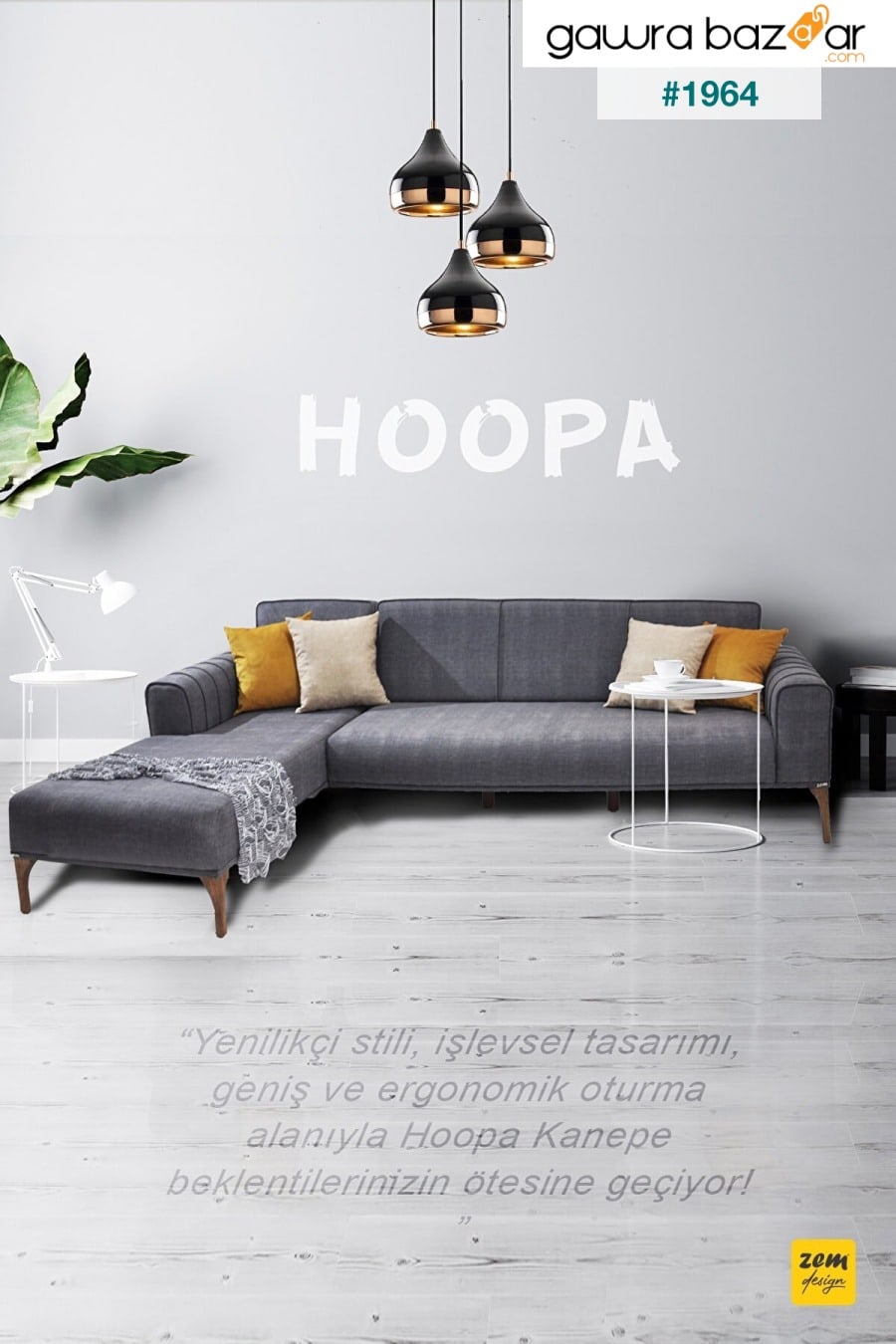 Hoopa Corner Sofa Set رمادي Zn139-2 Zem 1