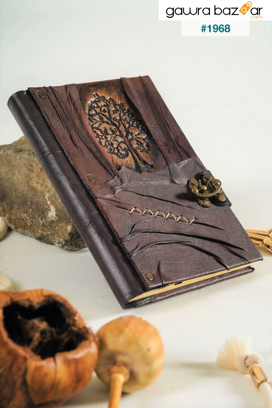 دفتر يوميات مصنوع يدويًا من الجلد الطبيعي Shamua Paper of Life GUETTA 1