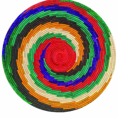 سجادة دائرية ملونة من الجوت المحبوك من القش الطبيعي ، سجادة دائرية ، Jut-3088
