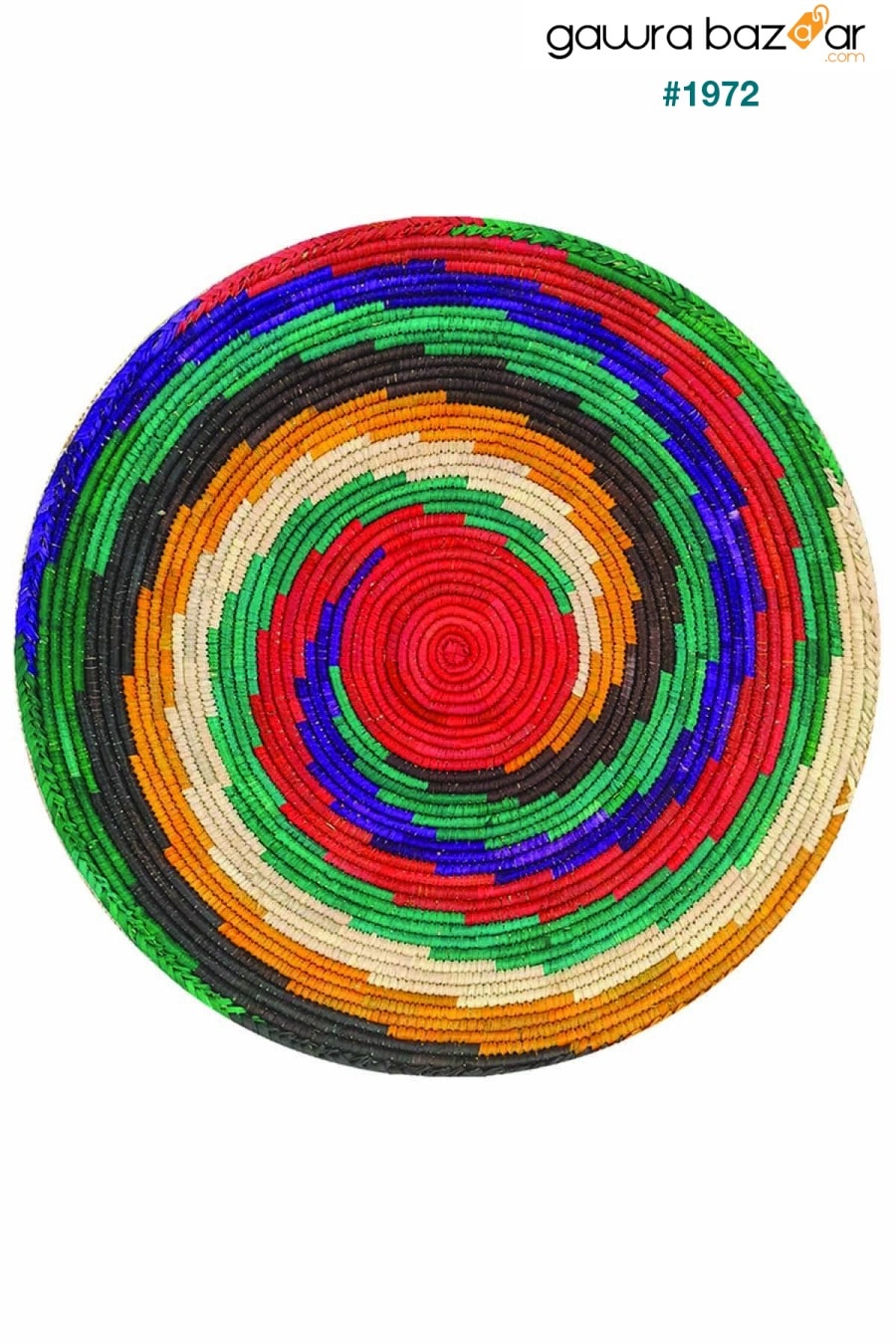 سجادة دائرية ملونة من الجوت المحبوك من القش الطبيعي ، سجادة دائرية ، Jut-3088 KARNAVAL HOME 1